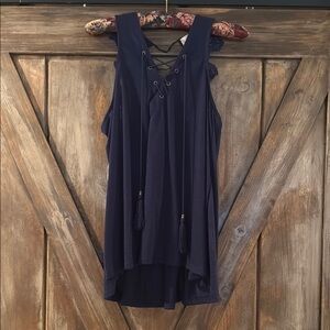 Altar'd State Navy Lace-Up Tank Top